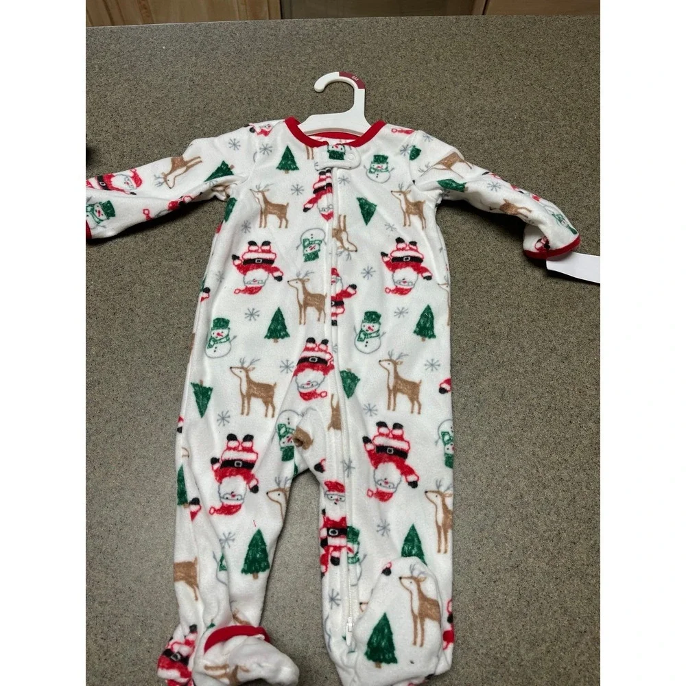 Christmas Carter's‎ NWT 6 mo fleece sleeper Santa and reindeer